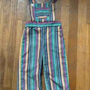 Vintage 70’s Colorful Striped Overalls 2T